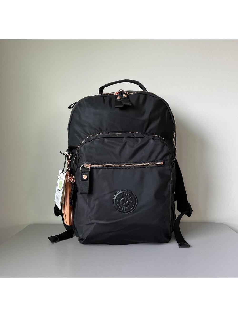 Kipling Seoul Up 17" Laptop Extra Large Backpack in Black Rose Gold NWT